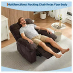 Fauteuil inclinable manuel surdimensionné, fauteuil inclinable ergonomique et respirant avec siège rembourré et 2 poches latérales, canapé individuel pour salon, chambre à coucher