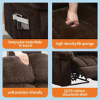 Fauteuil inclinable manuel surdimensionné, fauteuil inclinable ergonomique et respirant avec siège rembourré et 2 poches latérales, canapé individuel pour salon, chambre à coucher