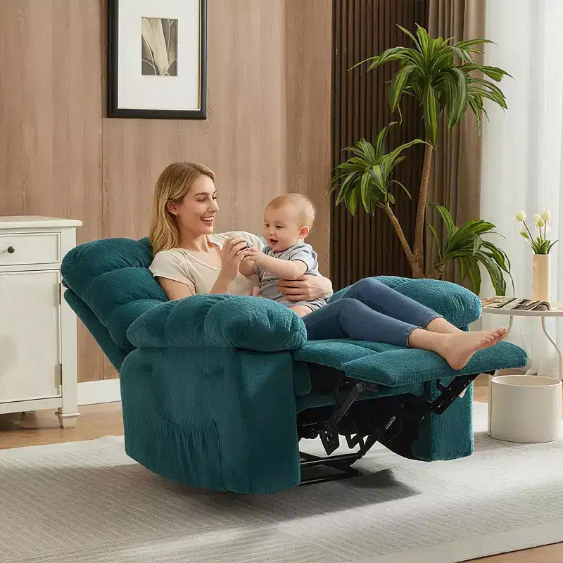 Fauteuil inclinable manuel surdimensionné, fauteuil inclinable ergonomique et respirant avec siège rembourré et 2 poches latérales, canapé individuel pour salon, chambre à coucher