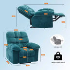 Fauteuil inclinable manuel surdimensionné, fauteuil inclinable ergonomique et respirant avec siège rembourré et 2 poches latérales, canapé individuel pour salon, chambre à coucher