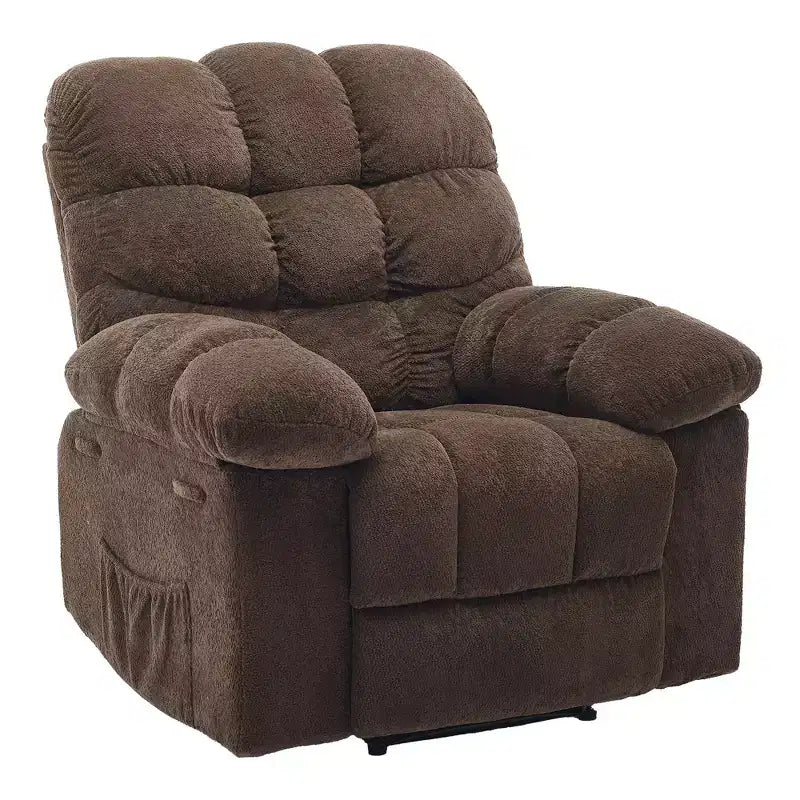 Fauteuil inclinable manuel surdimensionné, fauteuil inclinable ergonomique et respirant avec siège rembourré et 2 poches latérales, canapé individuel pour salon, chambre à coucher