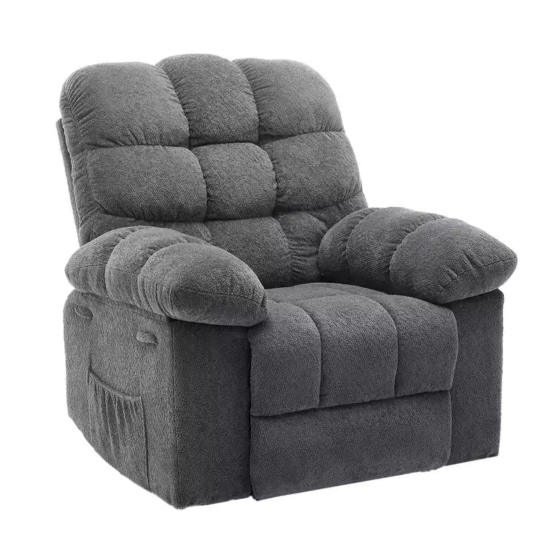 Fauteuil inclinable manuel surdimensionné, fauteuil inclinable ergonomique et respirant avec siège rembourré et 2 poches latérales, canapé individuel pour salon, chambre à coucher