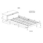 Lit jumeau plateforme pour enfant avec port de chargement USB et rangement dans la tête de lit, pas besoin de sommier tapissier, blanc/gris