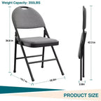 Lot de 2/4 chaises pliantes avec coussins et patins antidérapants pour la maison et le bureau, événements intérieurs et extérieurs, portables