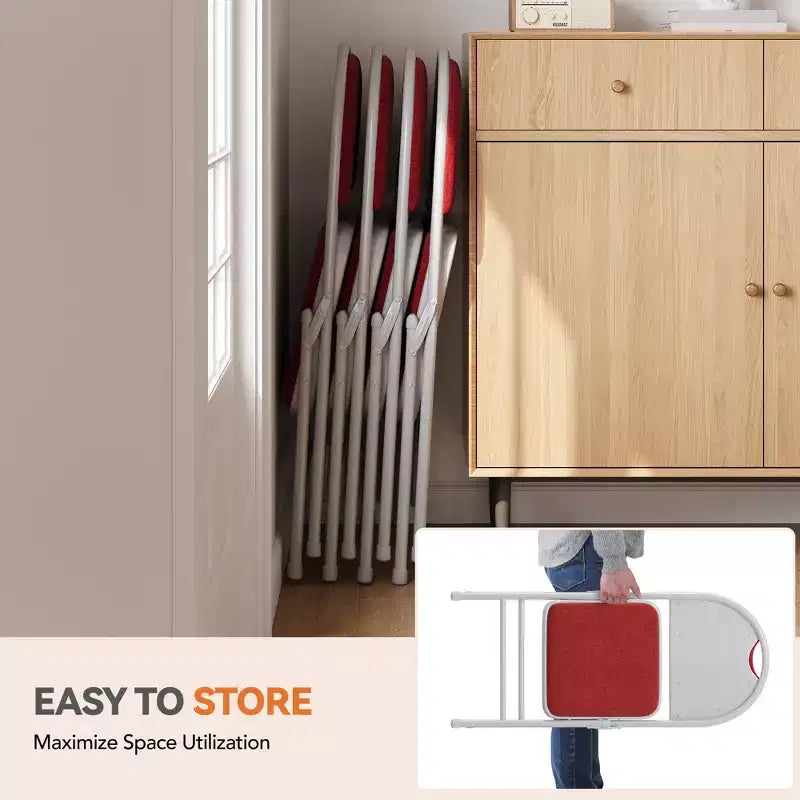 Lot de 2/4 chaises pliantes avec coussins et patins antidérapants pour la maison et le bureau, événements intérieurs et extérieurs, portables