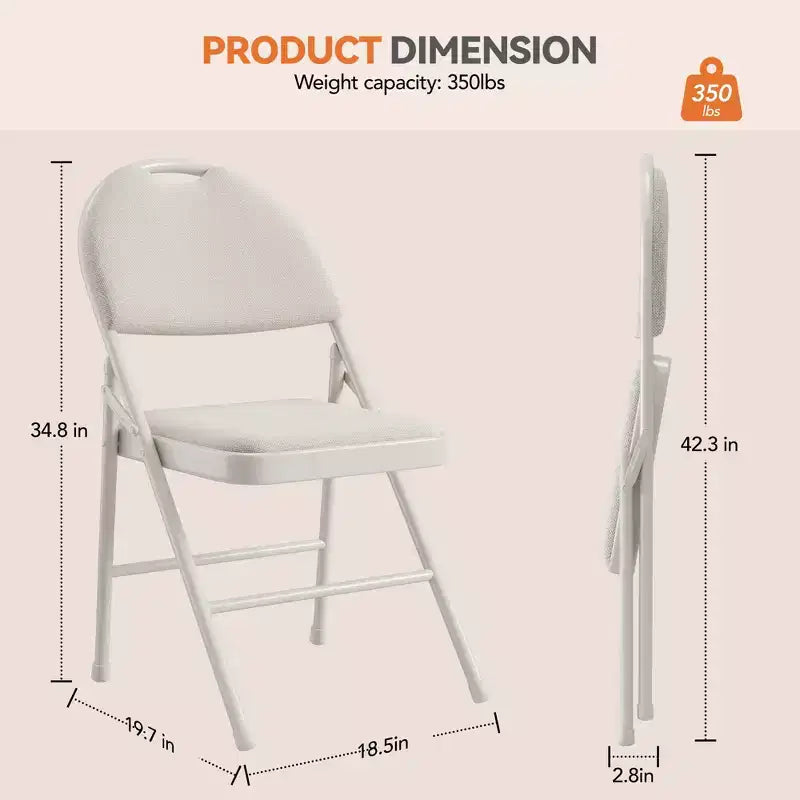 Lot de 2/4 chaises pliantes avec coussins et patins antidérapants pour la maison et le bureau, événements intérieurs et extérieurs, portables