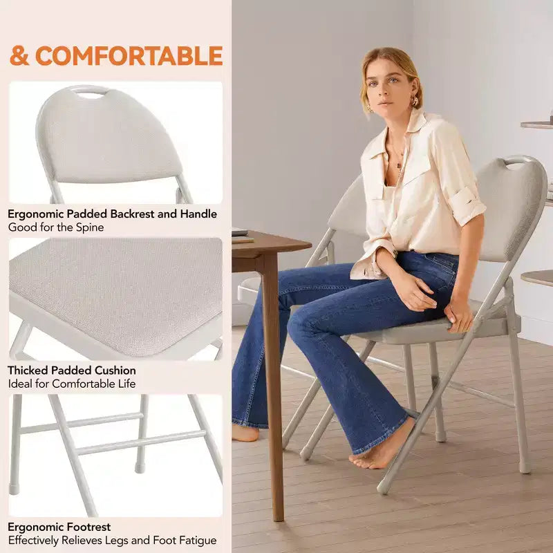 Lot de 2/4 chaises pliantes avec coussins et patins antidérapants pour la maison et le bureau, événements intérieurs et extérieurs, portables