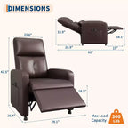 Fauteuil inclinable électrique avec chauffage et massage, canapé simple en cuir PU avec siège rembourré et 2 poches latérales, fauteuil inclinable électrique réglable pour salon