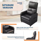 Fauteuil inclinable électrique avec chauffage et massage, canapé simple en cuir PU avec siège rembourré et 2 poches latérales, fauteuil inclinable électrique réglable pour salon