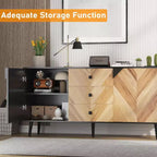 Meuble de rangement décoratif autoportant moderne avec tiroirs et portes, buffet en bois avec espace de rangement pour la salle à manger et l'entrée, 55,1