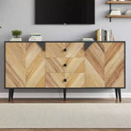 Meuble de rangement décoratif autoportant moderne avec tiroirs et portes, buffet en bois avec espace de rangement pour la salle à manger et l'entrée, 55,1