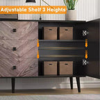 Meuble de rangement décoratif autoportant moderne avec tiroirs et portes, buffet en bois avec espace de rangement pour la salle à manger et l'entrée, 55,1