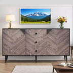 Modern Storage Freestanding Decorative Cabinet with Drawers and Doors, Wood Finish Sideboard with Storage Space for Dining Room and Entryway, 55.1