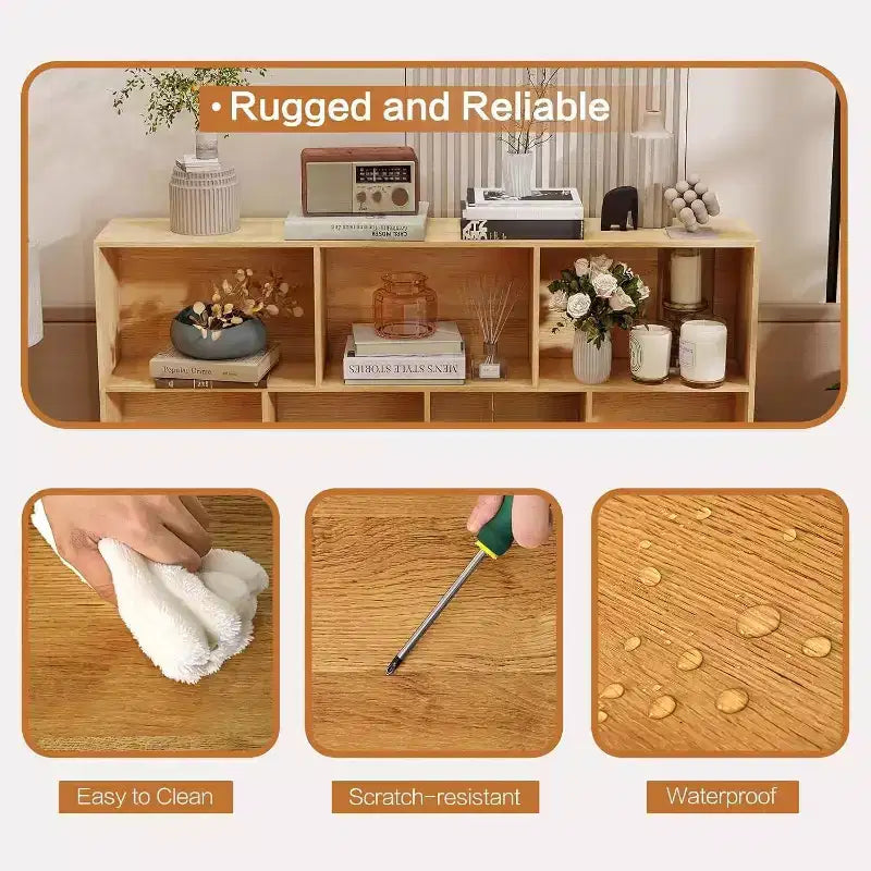 Bibliothèque ouverte en bois à 3 niveaux et 10 casiers, étagère de rangement autoportante avec 5 pieds en fer pour bureau, salon, chambre à coucher