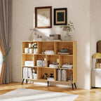 Bibliothèque ouverte en bois à 3 niveaux et 10 casiers, étagère de rangement autoportante avec 5 pieds en fer pour bureau, salon, chambre à coucher