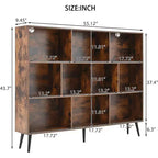 Bibliothèque ouverte en bois à 3 niveaux et 10 casiers, étagère de rangement autoportante avec 5 pieds en fer pour bureau, salon, chambre à coucher