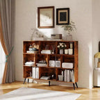 Bibliothèque ouverte en bois à 3 niveaux et 10 casiers, étagère de rangement autoportante avec 5 pieds en fer pour bureau, salon, chambre à coucher