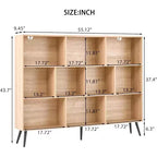 Bibliothèque ouverte en bois à 3 niveaux et 10 casiers, étagère de rangement autoportante avec 5 pieds en fer pour bureau, salon, chambre à coucher
