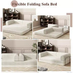 Canapé convertible en velours côtelé de 78", canapé-lit pliant 3 places, matelas de sol King Size pour salon