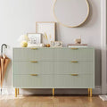 Modern 6-Drawer Dresser with Gold Handles  Spacious Wooden Double Chest of Drawers for Bedroom, Living Room, Hallway, and Entryway, Green
