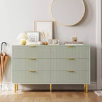 Modern 6-Drawer Dresser with Gold Handles  Spacious Wooden Double Chest of Drawers for Bedroom, Living Room, Hallway, and Entryway, Green