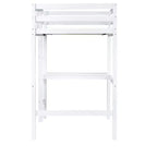 Lit mezzanine en bois double avec bureau intégré, balustrade et échelle, blanc, 10 ans et plus, capacité de 90 kg