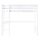Lit mezzanine en bois double avec bureau intégré, balustrade et échelle, blanc, 10 ans et plus, capacité de 90 kg