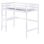 Lit mezzanine en bois double avec bureau intégré, balustrade et échelle, blanc, 10 ans et plus, capacité de 90 kg