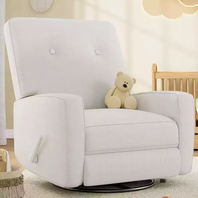 Fauteuil inclinable manuel, fauteuil à bascule pivotant et planeur rembourré en lin, fauteuil réglable avec repose-pieds