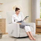 Fauteuil inclinable manuel, fauteuil à bascule pivotant et planeur rembourré en lin, fauteuil réglable avec repose-pieds