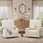 Fauteuil inclinable manuel, fauteuil à bascule pivotant et planeur rembourré en lin, fauteuil réglable avec repose-pieds
