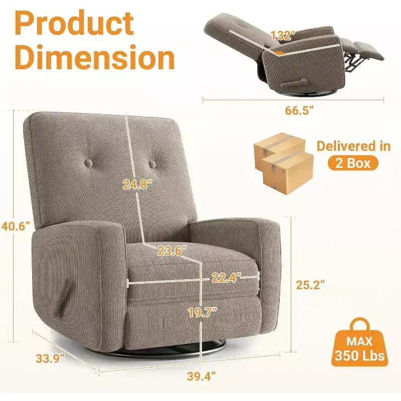 Fauteuil inclinable manuel, fauteuil à bascule pivotant et planeur rembourré en lin, fauteuil réglable avec repose-pieds