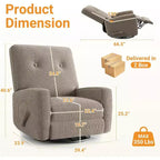 Fauteuil inclinable manuel, fauteuil à bascule pivotant et planeur rembourré en lin, fauteuil réglable avec repose-pieds
