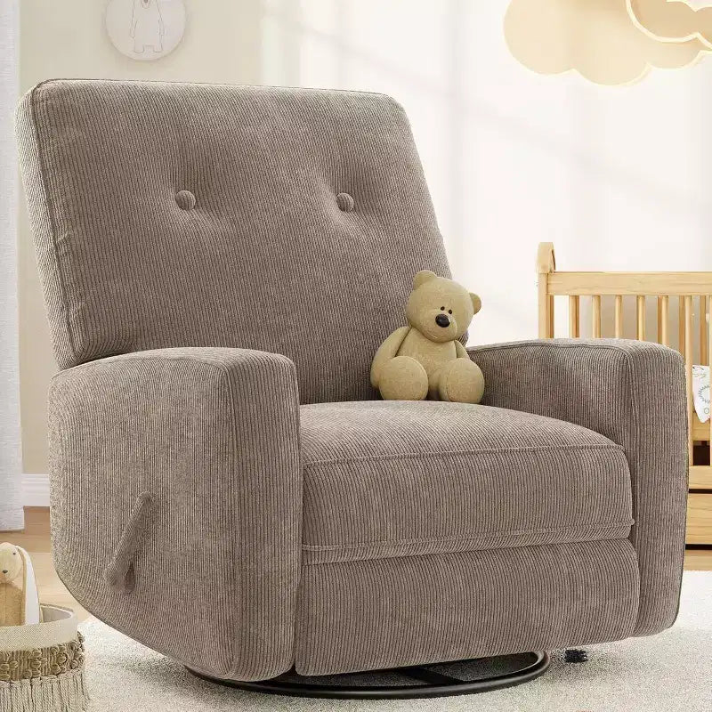 Fauteuil inclinable manuel, fauteuil à bascule pivotant et planeur rembourré en lin, fauteuil réglable avec repose-pieds