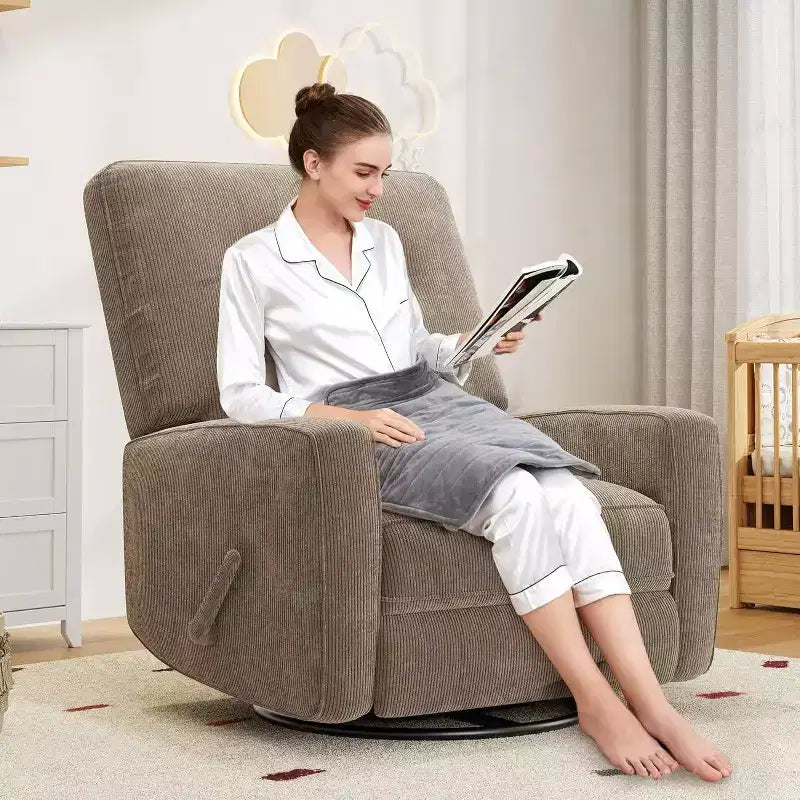 Fauteuil inclinable manuel, fauteuil à bascule pivotant et planeur rembourré en lin, fauteuil réglable avec repose-pieds