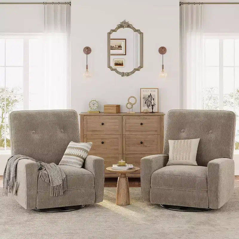 Fauteuil inclinable manuel, fauteuil à bascule pivotant et planeur rembourré en lin, fauteuil réglable avec repose-pieds