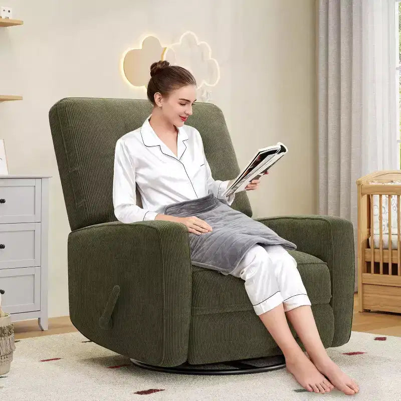 Fauteuil inclinable manuel, fauteuil à bascule pivotant et planeur rembourré en lin, fauteuil réglable avec repose-pieds