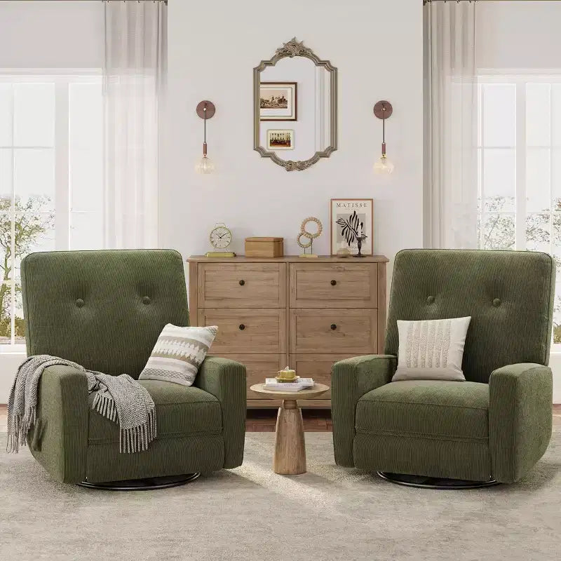 Fauteuil inclinable manuel, fauteuil à bascule pivotant et planeur rembourré en lin, fauteuil réglable avec repose-pieds