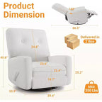 Fauteuil inclinable manuel, fauteuil à bascule pivotant et planeur rembourré en lin, fauteuil réglable avec repose-pieds