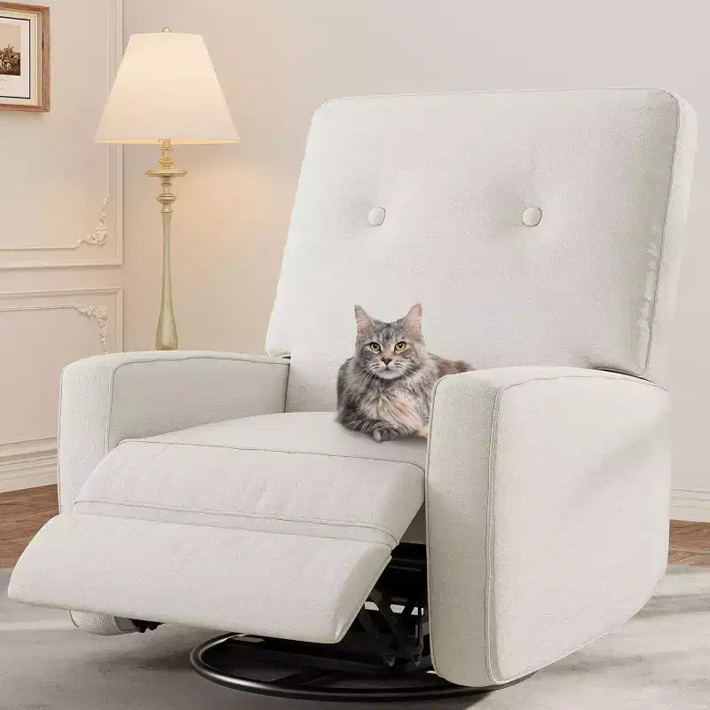 Fauteuil inclinable manuel, fauteuil à bascule pivotant et planeur rembourré en lin, fauteuil réglable avec repose-pieds