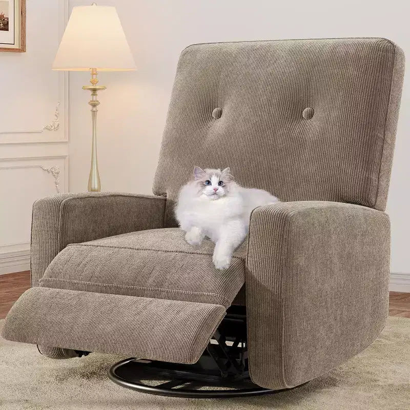 Fauteuil inclinable manuel, fauteuil à bascule pivotant et planeur rembourré en lin, fauteuil réglable avec repose-pieds