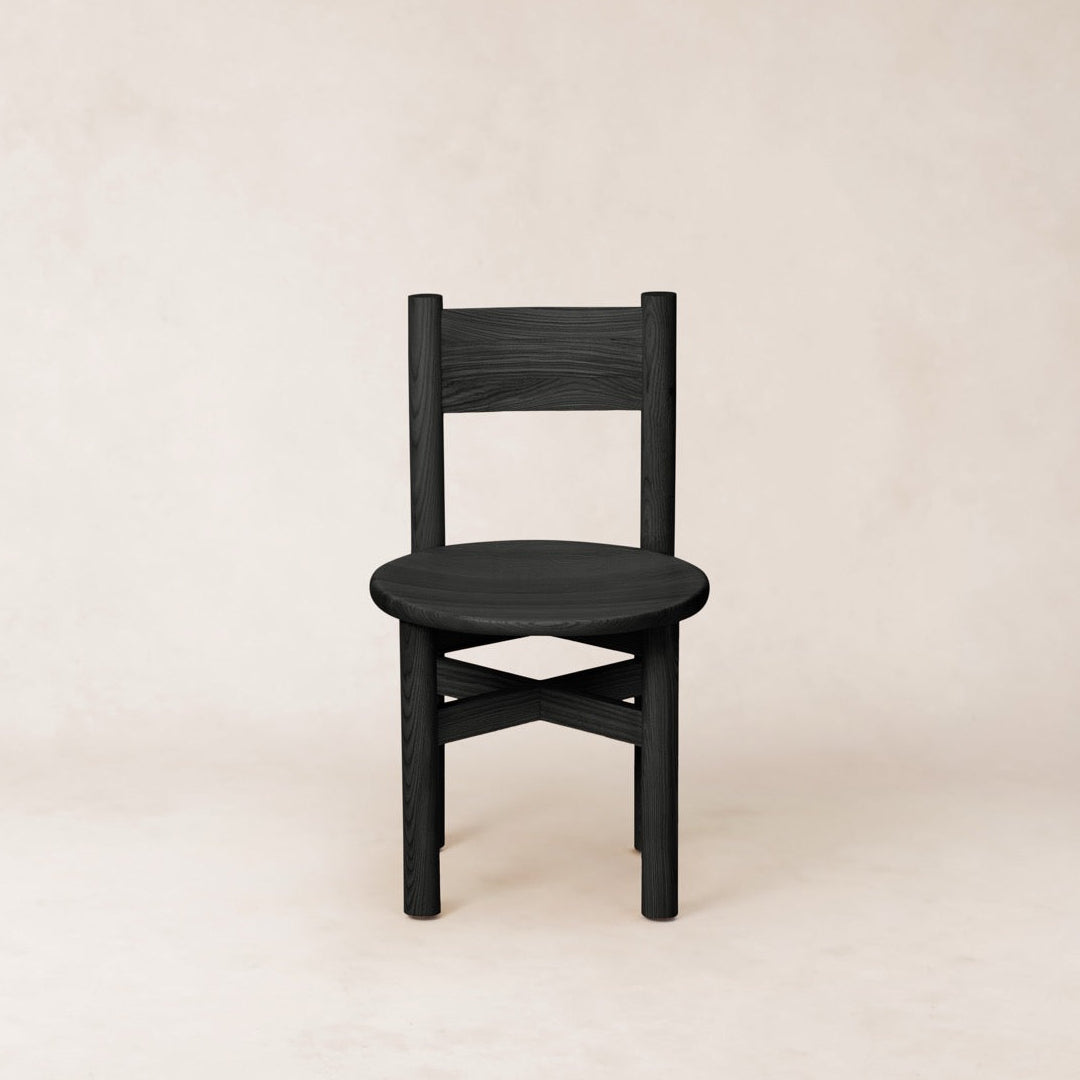 Chaise de salle à manger - Bois massif, finition noire