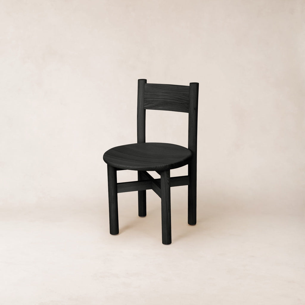 Chaise de salle à manger - Bois massif, finition noire