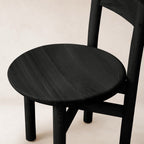 Chaise de salle à manger - Bois massif, finition noire