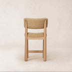 Tabouret de comptoir - Bouclé belge camel et pieds fuselés en chêne blanc