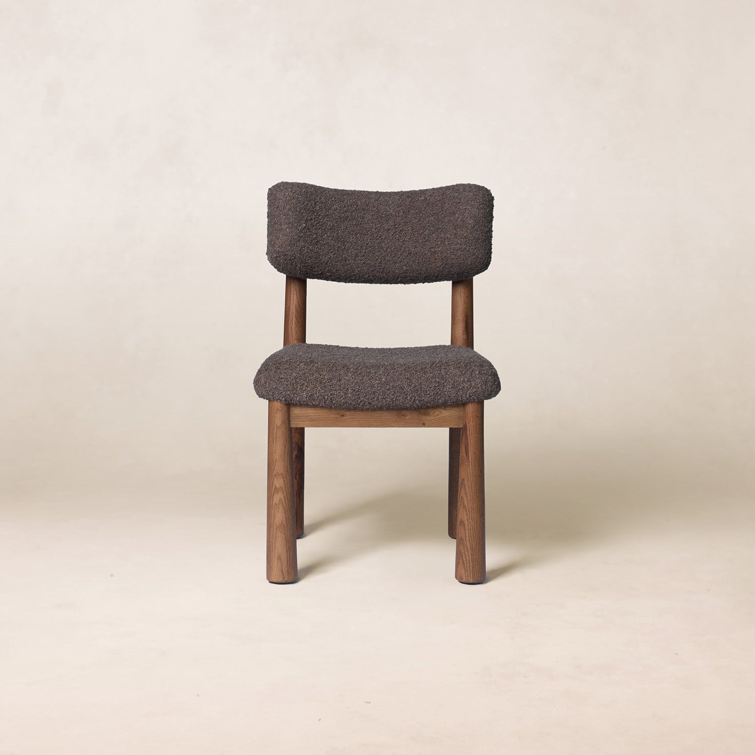 Chaise de salle à manger - Bouclette Mocha et pieds coniques en chêne blanc