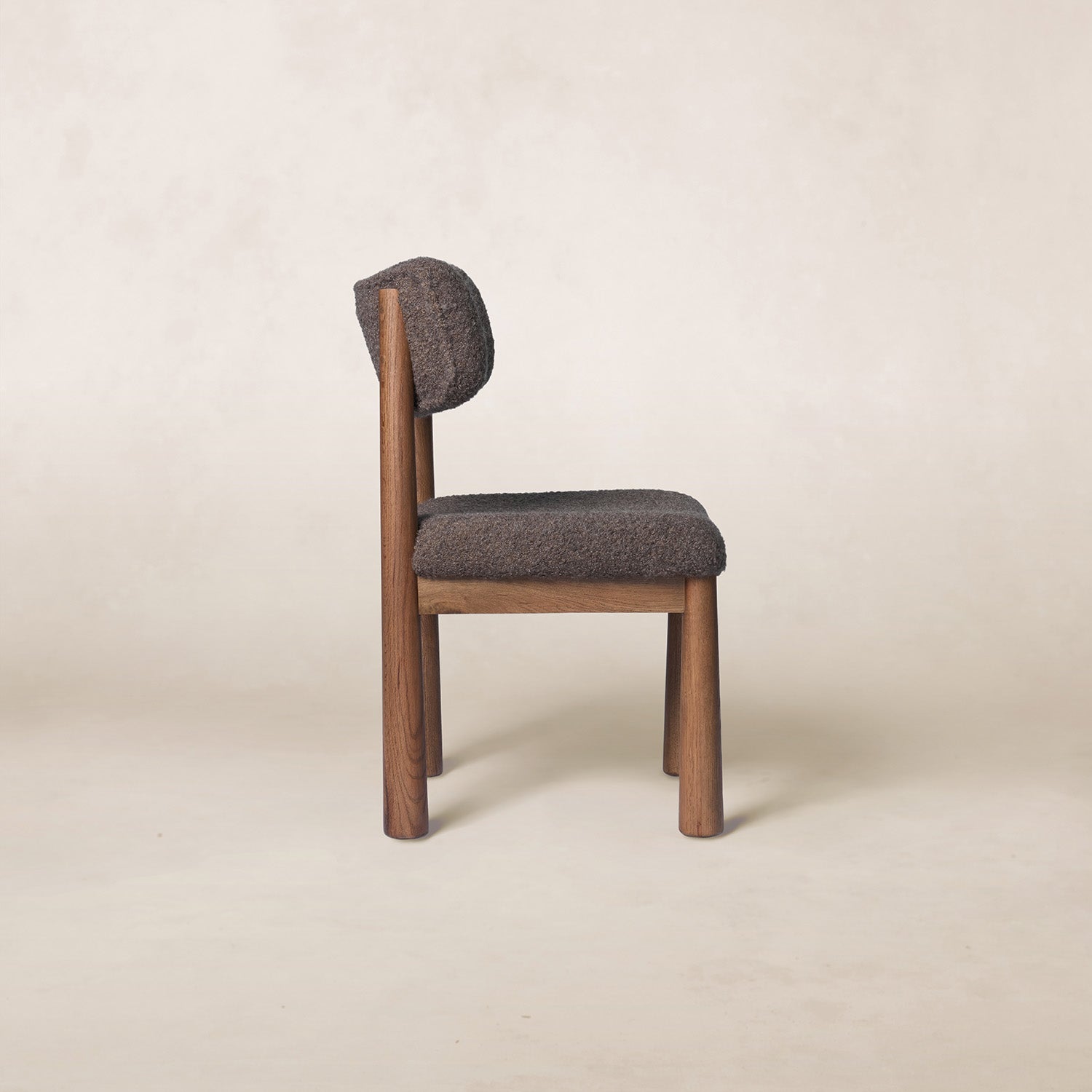 Chaise de salle à manger - Bouclette Mocha et pieds coniques en chêne blanc