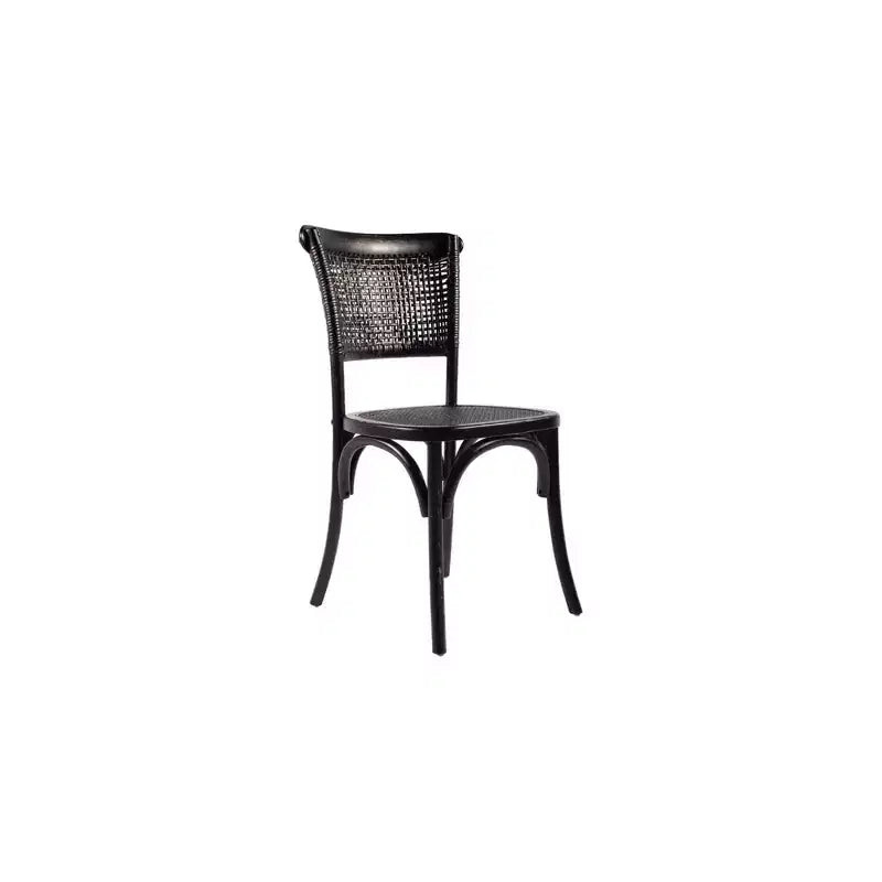 Lot de 2 chaises de salle à manger bohème, cadre en orme massif, dossier en rotin, noir antique, aucun assemblage requis, 125 kg