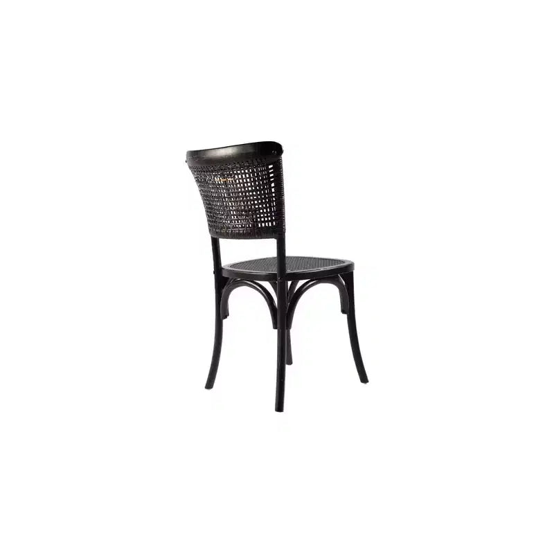 Lot de 2 chaises de salle à manger bohème, cadre en orme massif, dossier en rotin, noir antique, aucun assemblage requis, 125 kg