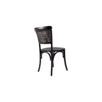 Lot de 2 chaises de salle à manger bohème, cadre en orme massif, dossier en rotin, noir antique, aucun assemblage requis, 125 kg